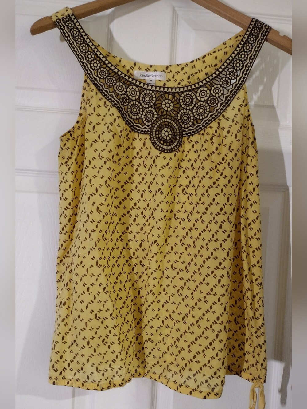 JohnPaulRichard Yellow Tank with Brown Circular Embroidery